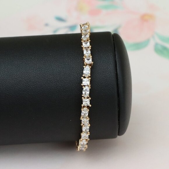 "Rose Gold Classic CZ Tennis Bracelet with Oval & Square Stones, , XPBL0748 - Picture 2 of 12